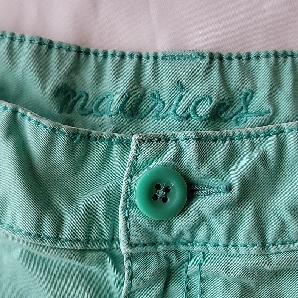 Maurices Mint Green Cotton Shorts Low Rise